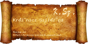 Kránicz Szilárd névjegykártya